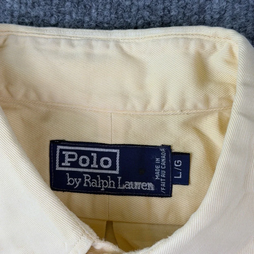 Vintage 80s Polo Ralph Lauren Oxford Shirt Mens L Yellow Long Sleeve OCBD Canada